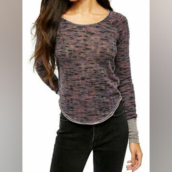 FREE PEOPLE WE THE FREE NWT Spaced Out Scoop Neck Long Sleeve Knit Shirt - Picture 1 of 14